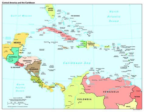 Map Of Central America And The Caribbean With Capitals