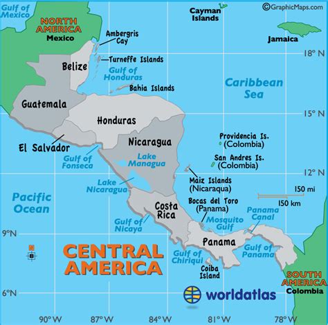 Map Of Central America Bodies Of Water