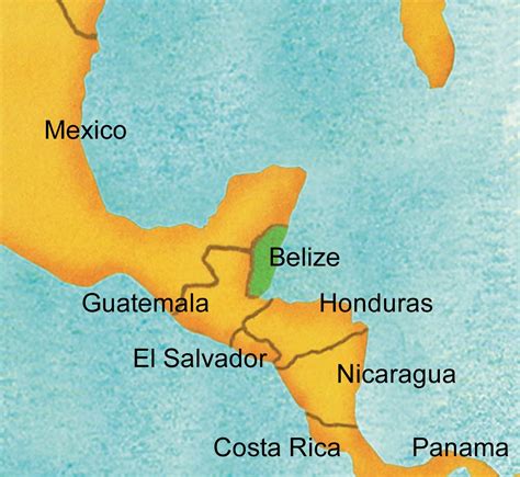 Map Of Central America Showing Belize