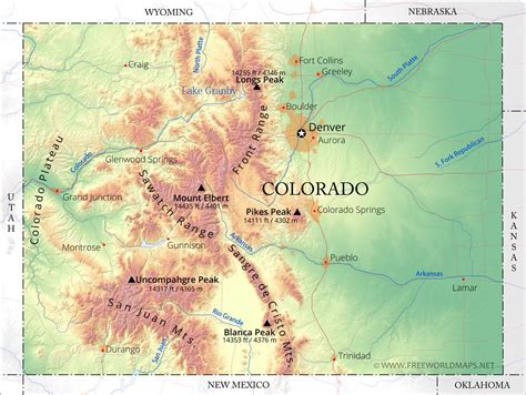 Map Of Colorado Landforms