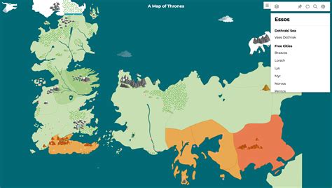 Map Of Game Of Thrones Cities