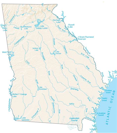 Map Of Georgia Lakes And Rivers