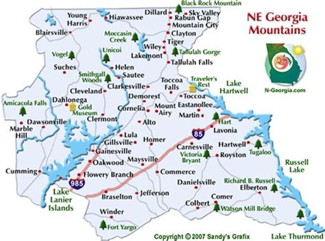 Map Of Georgia Mountain Towns