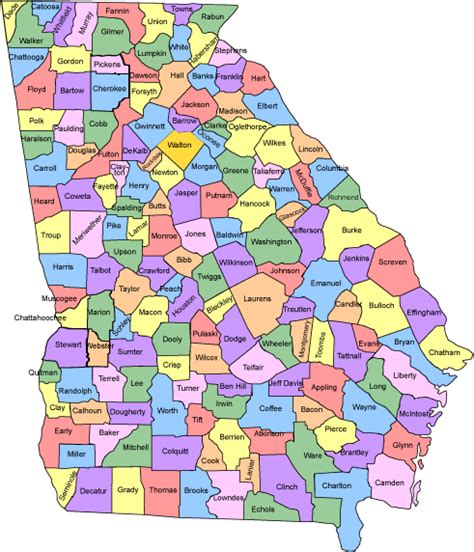 Map Of Georgia Showing Counties