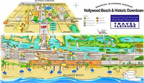 Hollywood Beach and Historic Downtown map