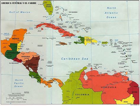Map Of Mexico America Central Y El Caribe