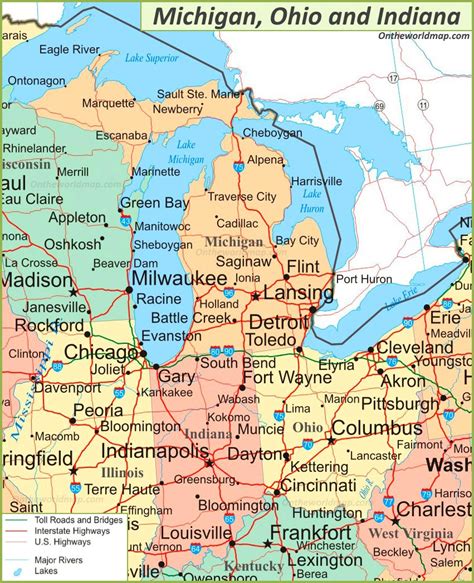 Map Of Michigan Indiana And Ohio