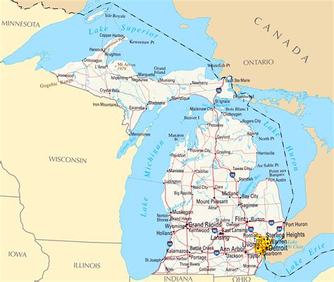 Map Of Michigan Major Cities