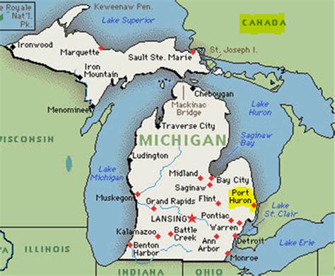 Map Of Michigan To Canada