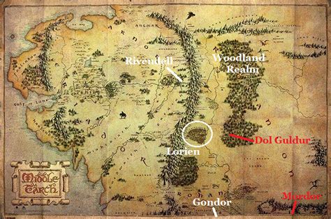 Map Of Middle Earth Dol Guldur