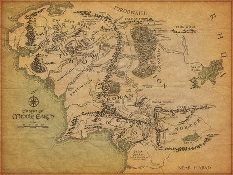 Map Of Middle Earth From Lord Of The Rings