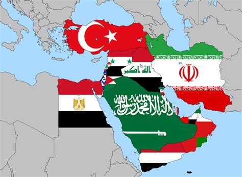Map Of Middle East Flags