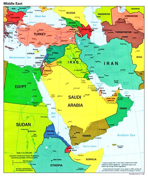 Map Of Middle East With Countries Labeled
