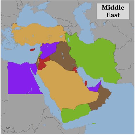 Map Of Middle East Without Names