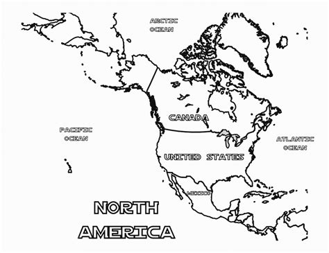 Map Of North America Coloring Page