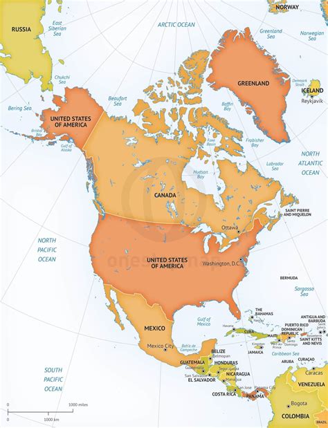 Map Of North America Easy