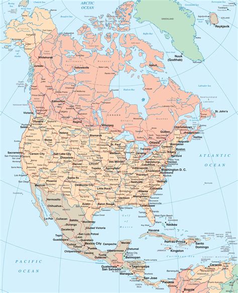 Map Of North America High Resolution