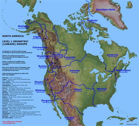 Map Of North America Mountain Ranges