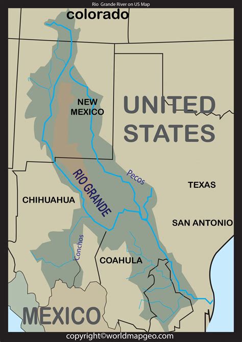 Map Of North America Rio Grande River