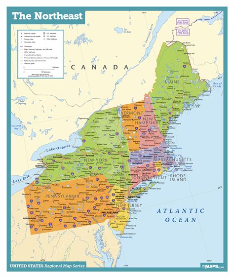 Map Of Northeast Usa With States And Cities