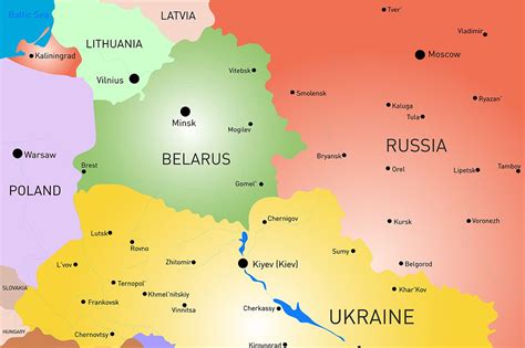 Map Of Russia Ukraine And Belarus