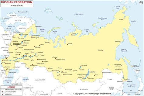 Map Of Russia With Major Cities