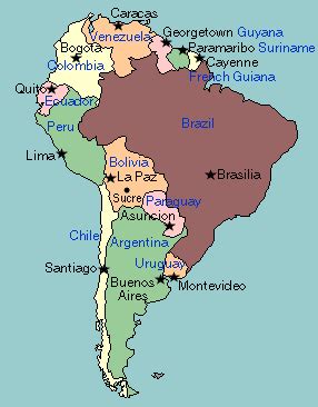 Map Of South America Quiz With Capitals