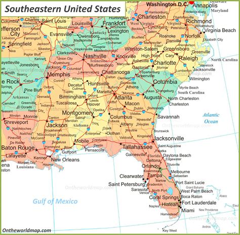 Map Of South Eastern Coast Usa