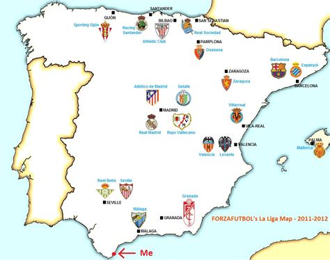 Map Of Spain La Liga Teams