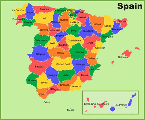 Map Of Spain Provinces And Capitals
