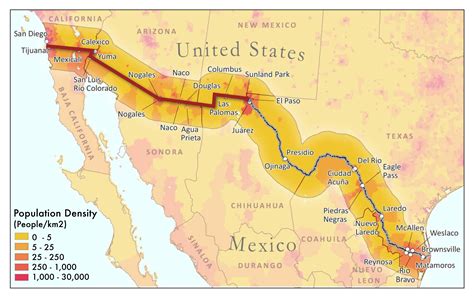 Map Of The Usa Mexico Border