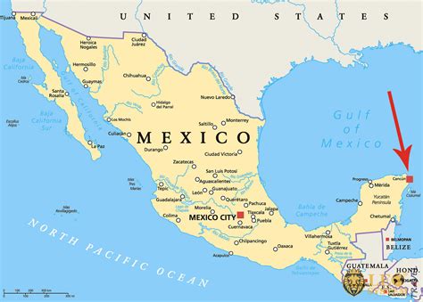 Map Of Us And Mexico Cancun