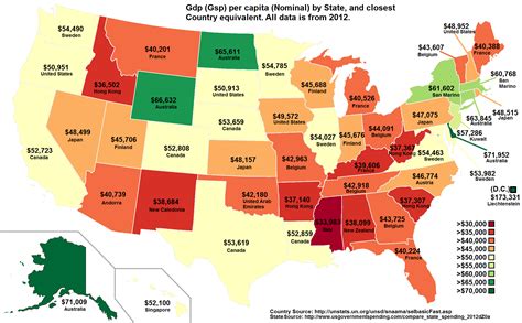 Map Of Us States By Gdp