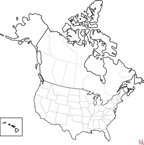 Map Of Usa And Canada Black And White