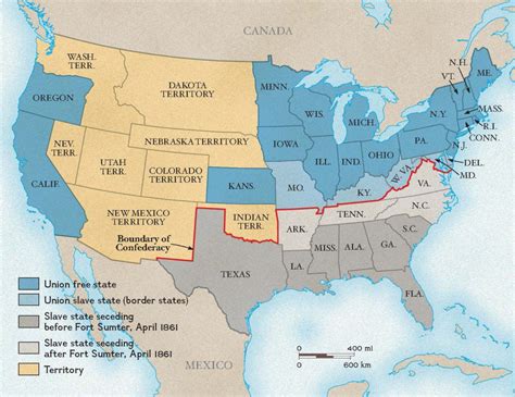 Map Of Usa During Civil War