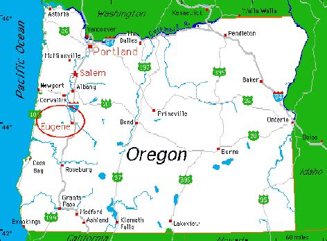 Map Of Usa Showing Eugene Oregon