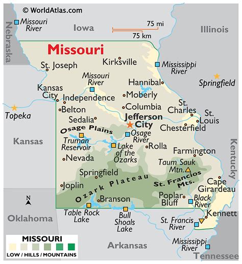 Map Of Usa Showing Missouri