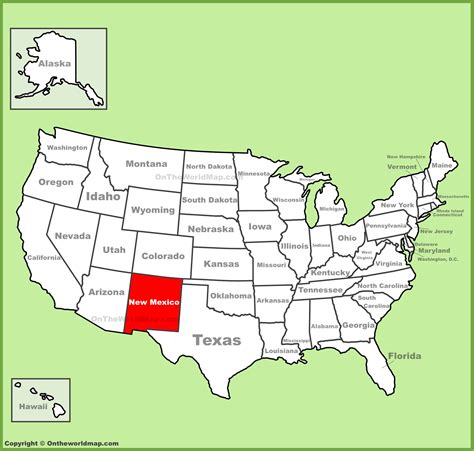 Map Of Usa Showing New Mexico