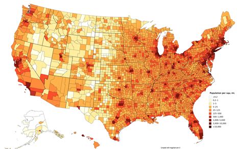 Map Of Usa Showing Population Density
