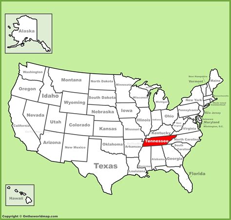 Map Of Usa Showing Tennessee