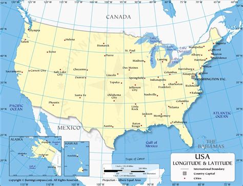 Map Of Usa With States And Cities With Latitude And Longitude