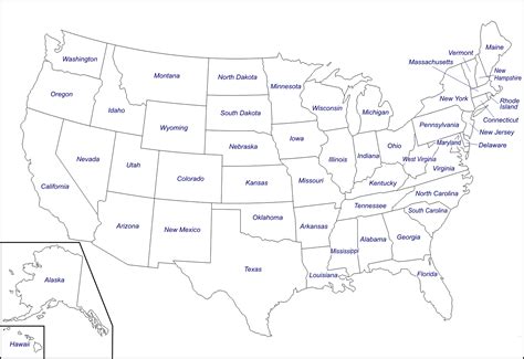 Map Of Usa Without States Labeled