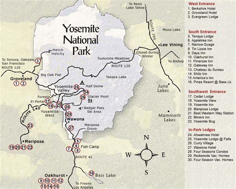 Map Of Usa Yosemite National Park