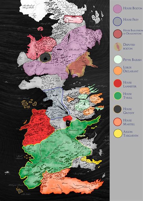 Political Map of Westeros by the end season 6 freefolk