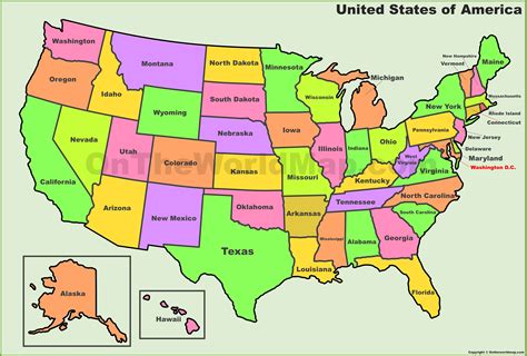 Map United States Showing States