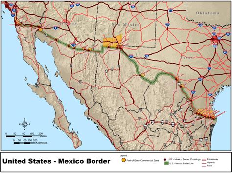 Map Us Mexico Border
