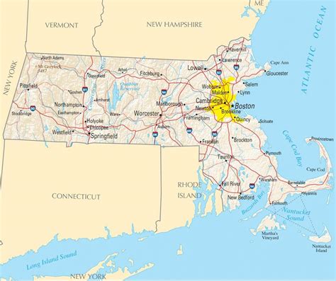 Map Usa New York Boston