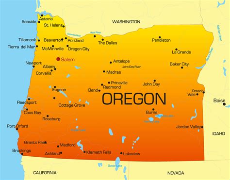 Map Usa States Oregon