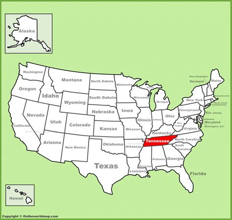Map Usa States Tennessee