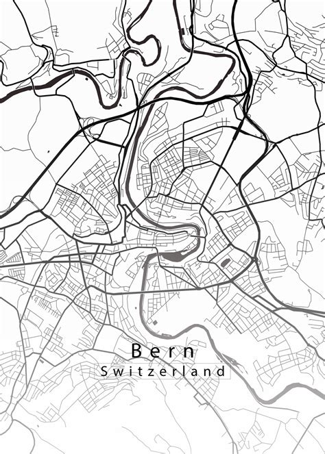 Map Bern Printable Black And White